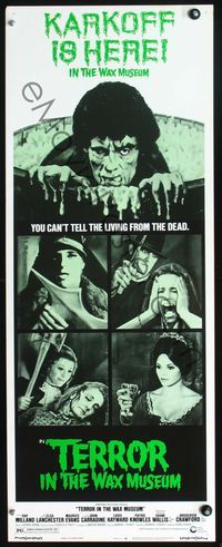 2o246 TERROR IN THE WAX MUSEUM insert poster '73 where you can't tell the living from the dead!