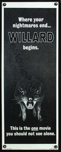 2o269 WILLARD insert movie poster '71 creepy close up of Bruce Davison's nightmarish pet rat!