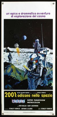 2o473 2001: A SPACE ODYSSEY Italian locandina R72 Stanley Kubrick, art of astronauts on moon!