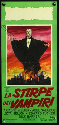 2o490 EL VAMPIRO Italian locandina movie poster '57 cool art of giant Mexican vampire over castle!