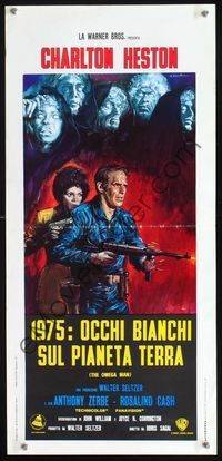 2o521 OMEGA MAN Italian locandina poster '71 Charlton Heston is the last man alive, art by Ciriello!