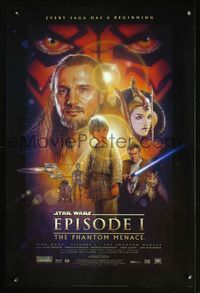 2o886 PHANTOM MENACE DS style B one-sheet '99 George Lucas, Star Wars Episode I, cool Struzan art!