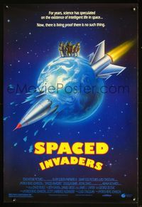 2o918 SPACED INVADERS DS one-sheet movie poster '90 Douglas Barr, sci-fi comedy!