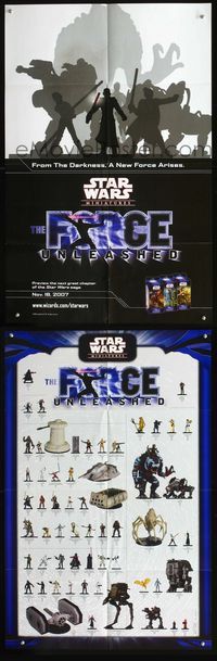 2o783 STAR WARS MINIATURES THE FORCE UNLEASHED two-sided special 22x34 '07 tabletop figures poster!