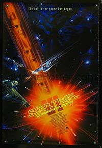 2o928 STAR TREK VI one-sheet movie poster '91 William Shatner, Leonard Nimoy, cool art by Bob Peak!