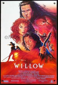 2o952 WILLOW one-sheet movie poster '88 Val Kilmer, George Lucas, Ron Howard, great fantasy art!