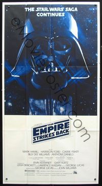 2p081 EMPIRE STRIKES BACK 3sheet '80 George Lucas sci-fi classic, best image of Darth Vader!