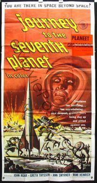 2p114 JOURNEY TO THE SEVENTH PLANET 3sheet '61 they have terryfing powers of mind over matter!