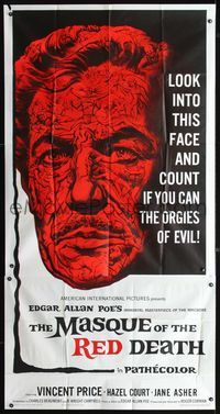 2p119 MASQUE OF THE RED DEATH three-sheet '64 cool montage art of Vincent Price by Reynold Brown!