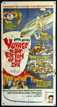 2p127 VOYAGE TO THE BOTTOM OF THE SEA 3sheet '61 Walter Pidgeon, cool underwater sci-fi artwork!