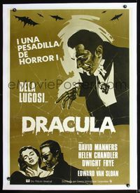 2p049 DRACULA linen Spanish R70s Tod Browning, Bela Lugosi vampire classic, great monster artwork!