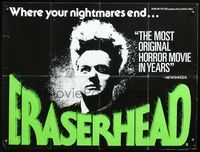 2p177 ERASERHEAD British quad movie poster '77 David Lynch, Jack Nance, surreal fantasy horror!