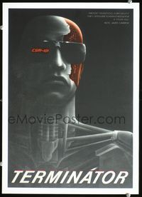 2p170 TERMINATOR Czech movie poster '90 best different art of cyborg Arnold Schwarzenegger by Jasak!