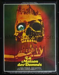 2p205 LEGEND OF HELL HOUSE French one-panel poster '73 cool different skull & haunted house artwork!