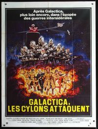 2p207 MISSION GALACTICA: THE CYLON ATTACK French 1p '78 great sci-fi artwork by Robert Tanenbaum!