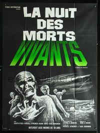2p209 NIGHT OF THE LIVING DEAD French 1p '70 classic horror, cool different zombie art by Xarrie!