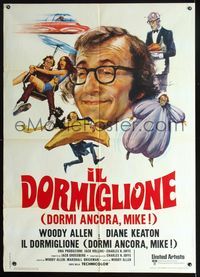 2p243 SLEEPER Italian 1panel '74 Woody Allen, Diane Keaton, wacky different art by Averado Ciriello!