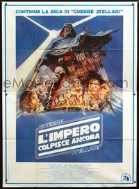 2p082 EMPIRE STRIKES BACK Italian 2panel '80 George Lucas sci-fi classic, cool artwork by Tom Jung!