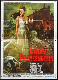 2p255 LADY FRANKENSTEIN Italian 2panel '71 La Figlia di Frankenstein, cool different art by Crovato!