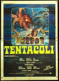 2p258 TENTACLES Italian 2p '77 Tentacoli, AIP, great artwork of giant octopus attacking sexy girl!