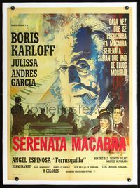 2p054 HOUSE OF EVIL linen Mexican poster '68 wonderful huge headshot artwork of Boris Karloff!