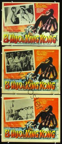 2p286 SON OF KONG 3 Mexican lobby cards R50s cool art of man on sinking island with giant ape!
