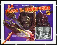 2p276 NIGHT OF THE SEAGULLS Mexican LC '77 cool artwork of zombie with huge knife & sexy babe!