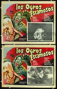 2p285 SLIME PEOPLE 2 Mexican LCs '63 great rip-off border art of Creature from the Black Lagoon!
