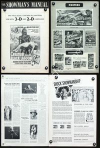 2p303 CREATURE FROM THE BLACK LAGOON 2D/3D pressbook '54 contains many never seen 3-D images & ads!
