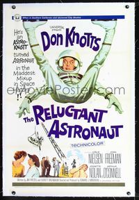 2p024 RELUCTANT ASTRONAUT linen 1sheet '67 wacky Don Knotts in the maddest mixup in space history!