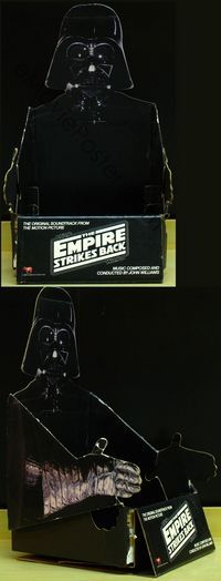 2p084 EMPIRE STRIKES BACK die-cut movie standee '80 Darth Vader holds the soundtrack record albums!