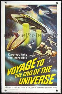 2p032 VOYAGE TO THE END OF THE UNIVERSE linen 1sh '64 Ikarie XB 1, art of space ship & astronauts!
