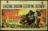2p158 MIGHTY JOE YOUNG horizontal WC '49 1st Harryhausen, classic artwork of ape attacked by lions!