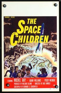 2p165 SPACE CHILDREN window card '58 Jack Arnold, great sci-fi art of kids & giant alien brain!