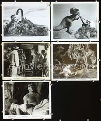 2q486 DINOSAURUS 5 8x10s '60 great images of prehistoric monsters & cave man + cool artwork still!