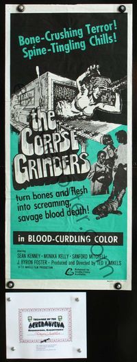 2q136 CORPSE GRINDERS Aust daybill '71 Ted V. Mikels, most gruesome bone-crushing horror artwork!