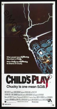 2q129 CHILD'S PLAY Australian daybill poster '88 when Freddy has nightmares he dreams of Chucky!