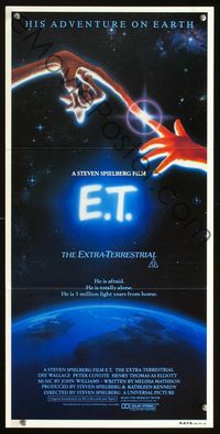 2q144 E.T. THE EXTRA TERRESTRIAL Australian daybill '82 Steven Spielberg classic, John Alvin art!