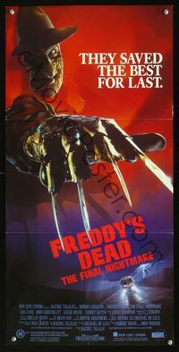 2q153 FREDDY'S DEAD Australian daybill '91 great close up of Robert Englund as Freddy Krueger!