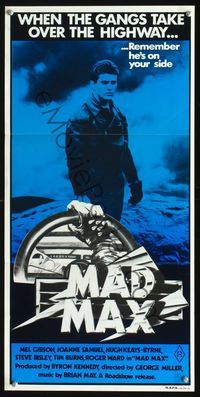 2q186 MAD MAX Aust daybill R81 great image of Mel Gibson, George Miller Australian sci-fi classic!