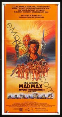 2q187 MAD MAX BEYOND THUNDERDOME Aust daybill '85 art of Mel Gibson & Tina Turner by Richard Amsel!