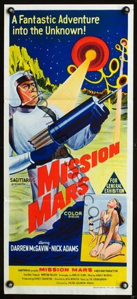 2q191 MISSION MARS Aust daybill '68 Darren McGavin, a fantastic sci-fi adventure into the unknown!