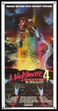 2q200 NIGHTMARE ON ELM STREET 4 Aust daybill '88 art of Robert Englund as Freddy Krueger by Matthew
