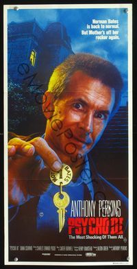 2q215 PSYCHO III Australian daybill poster '86 great close image of Anthony Perkins as Norman Bates!