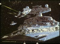 2q290 EMPIRE STRIKES BACK color 8x11 '80 George Lucas, great special effects image of space battle!