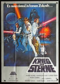 2q049 STAR WARS German 33x47 '77 George Lucas classic, great artwork by Tom William Chantrell!