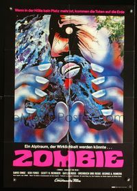 2q072 DAWN OF THE DEAD German poster '78 George Romero, cool completely different zombie artwork!