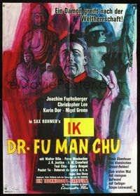 2q079 FACE OF FU MANCHU German '65 different art of Asian villain Christopher Lee by Ernst Litter!