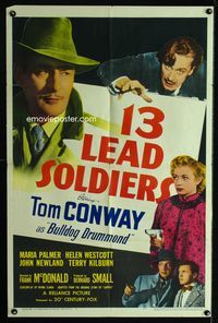 2r016 13 LEAD SOLDIERS one-sheet poster '48 Tom Conway as Bulldog Drummond, detective thriller!