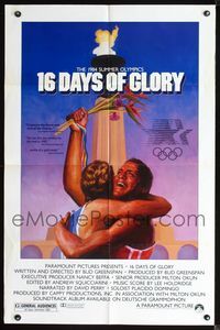 2r017 16 DAYS OF GLORY one-sheet movie poster '86 1984 Summer Olympics, great athelete image!